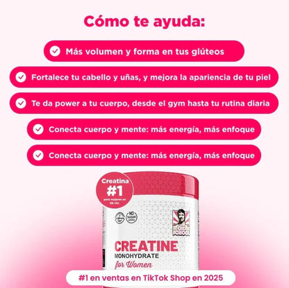 CREATINA MONOHIDRATADA PARA MUJERES +35 🌸💪